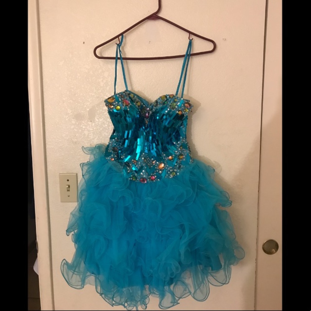 Strapless blue dress